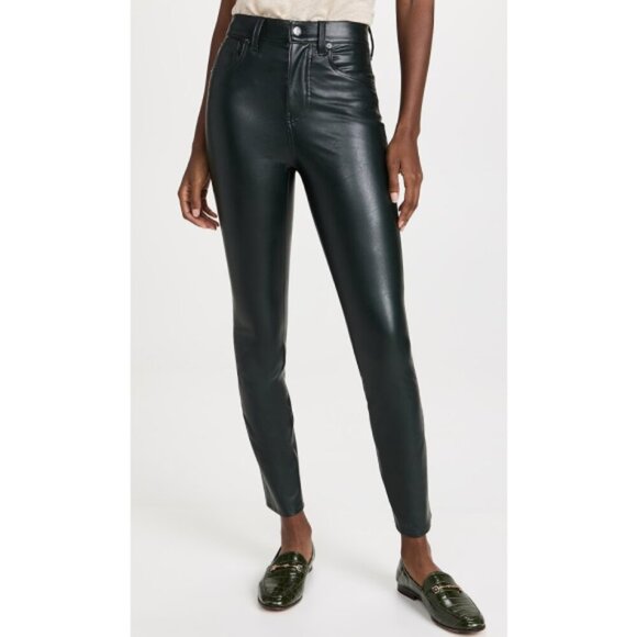 VERONICA BEARD 'Maera' Extra High-Rise Vegan-Leather Jeans, Emerald Green - Picture 1 of 4